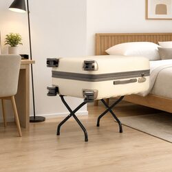 Durable Black Luggage Rack with Backrest for Hotels
