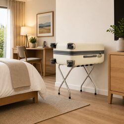 Sturdy Foldable Luggage Rack with Steel Frame and Nylon Straps
