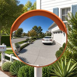 Durable 30cm Outdoor Convex Traffic Mirror in Orange