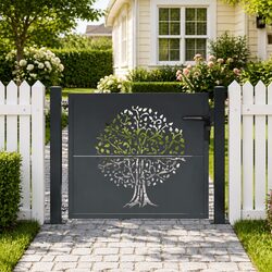 Anthracite Steel Garden Gate with Laser-Cut Design