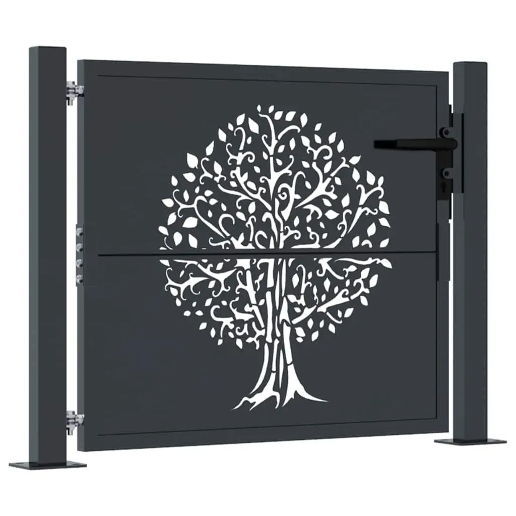 Garden Gate Anthracite 100x100 cm Steel Laser-Cut Design Outdoor Fencing Entry