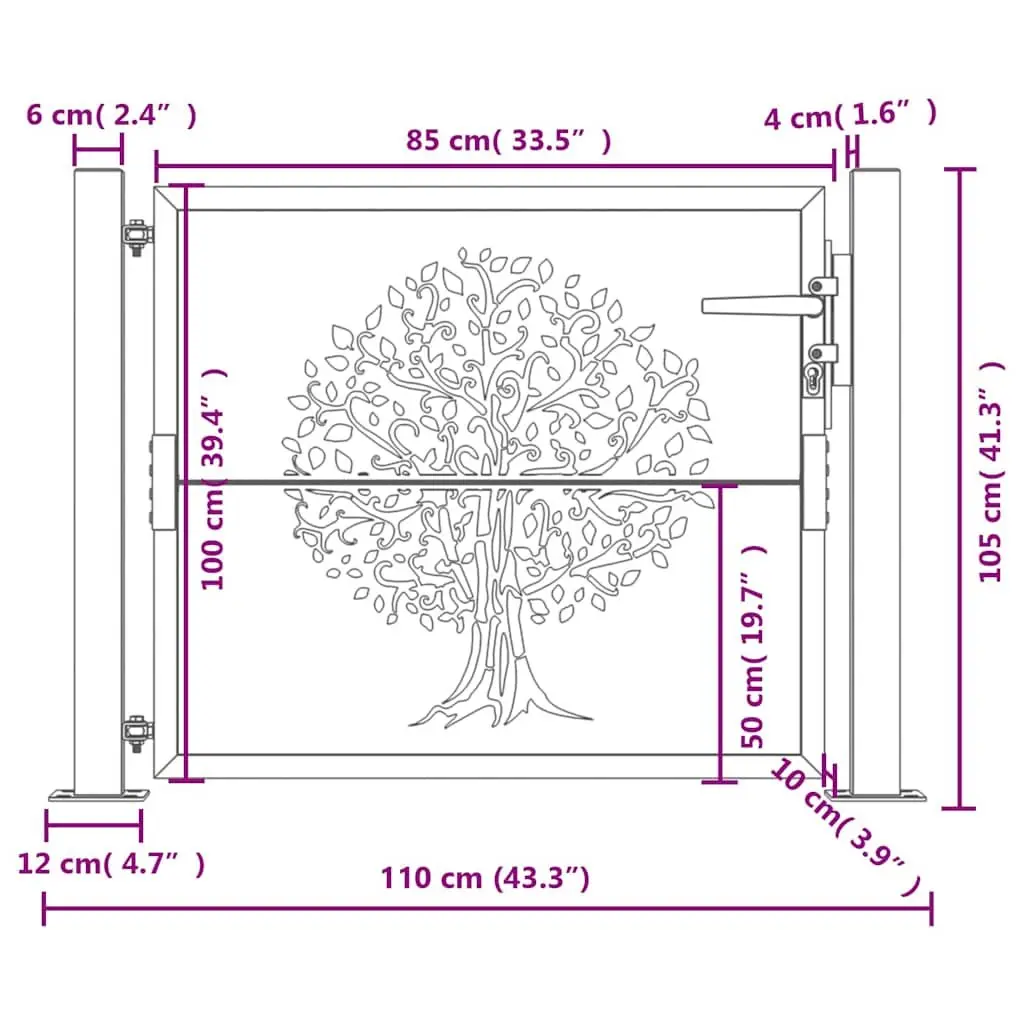 Garden Gate Anthracite 100x100 cm Steel Laser-Cut Design Outdoor Fencing Entry