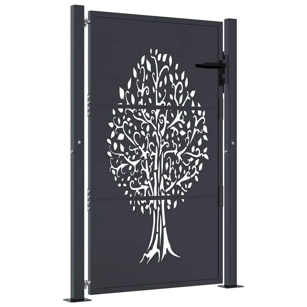 Garden Gate 100x150cm Anthracite Steel Laser-Cut Design Outdoor Fence Entry