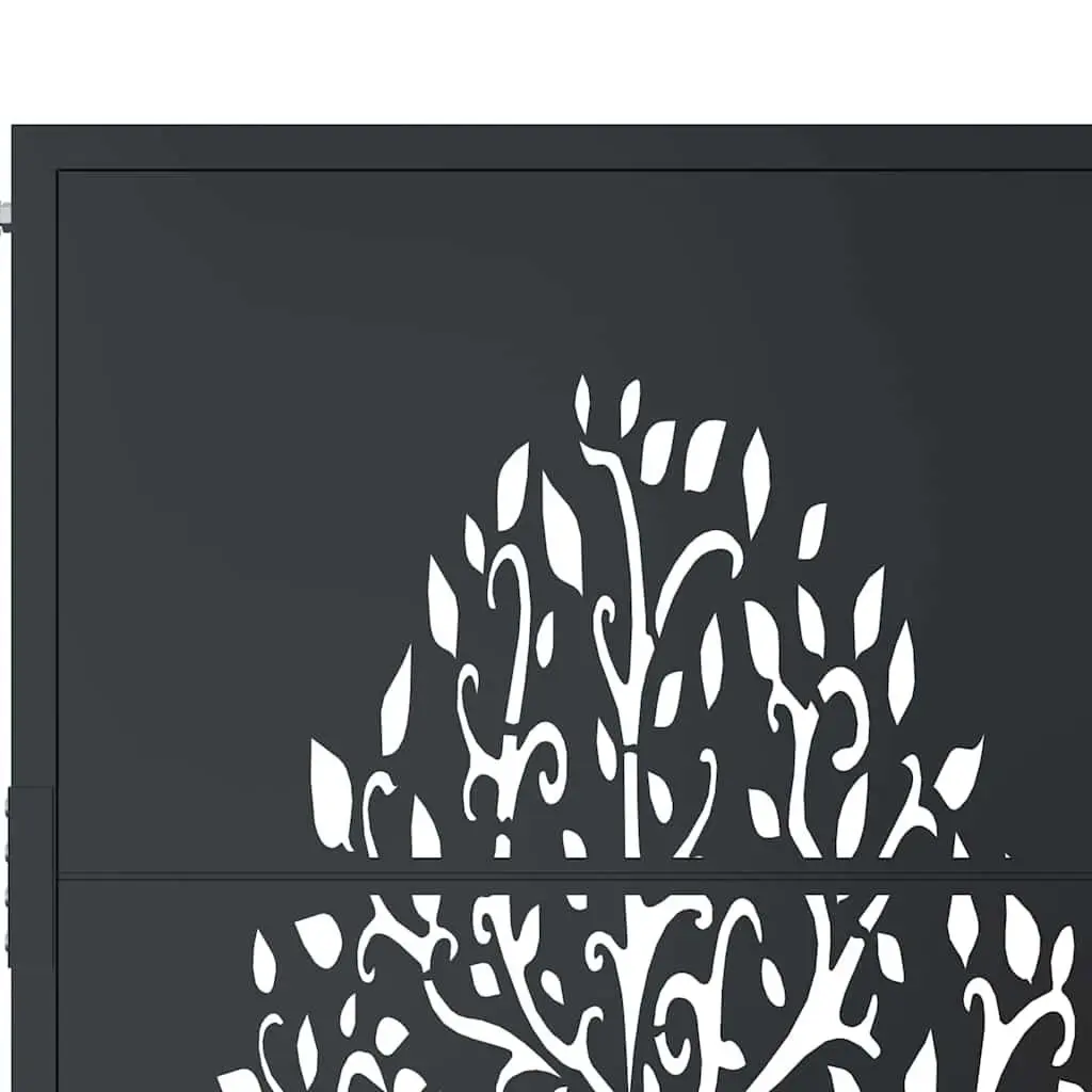 Garden Gate 100x150cm Anthracite Steel Laser-Cut Design Outdoor Fence Entry