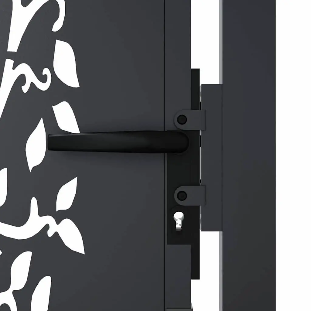 Garden Gate 100x150cm Anthracite Steel Laser-Cut Design Outdoor Fence Entry