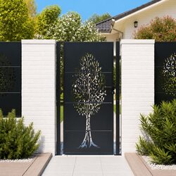 Laser-Cut Garden Gate with Steel Frame, 100x200 cm