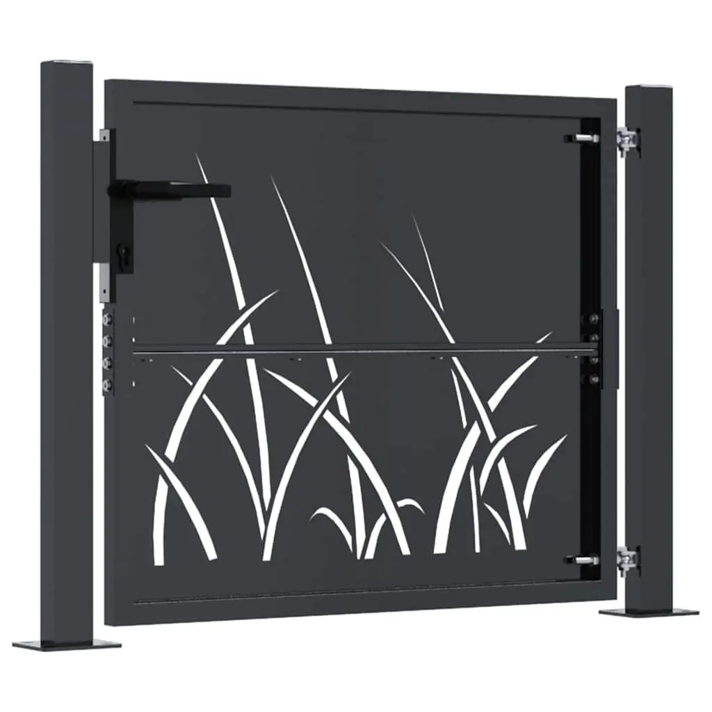 Garden Gate Anthracite 100x75 cm Steel Laser-Cut Design Outdoor Fencing Entrance