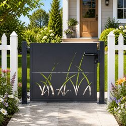 Steel Garden Gate with Laser-Cut Design, 100x100 cm