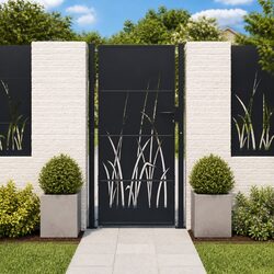 Sturdy Anthracite Steel Garden Gate with Laser-Cut Design