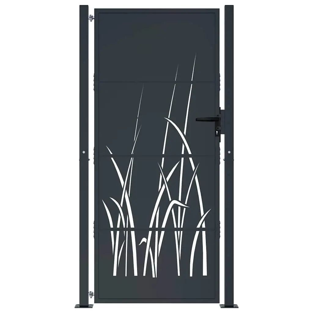 Garden Gate Anthracite 100x200cm Steel Laser-Cut Design Lockable Entry Fence
