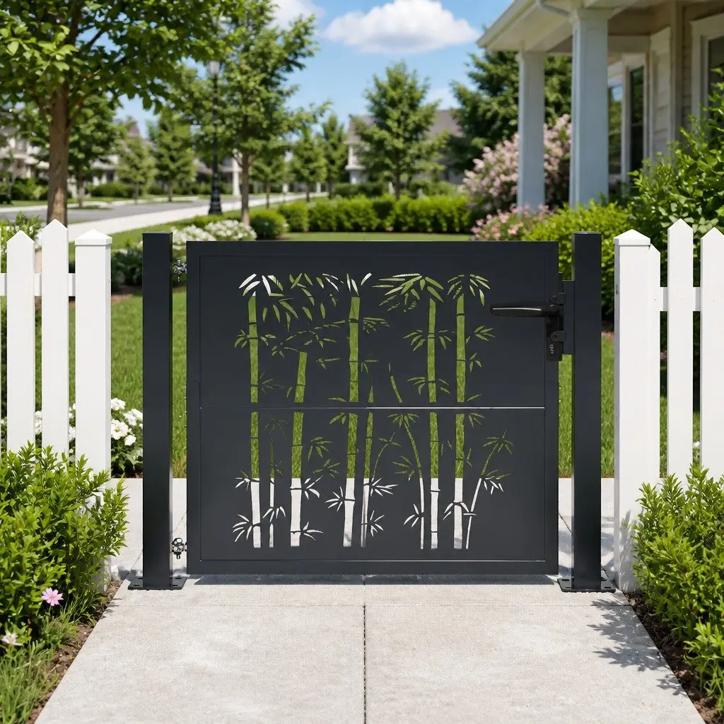 Garden Gate Anthracite 100x100 cm Steel Laser Cut Design Lockable Outdoor
