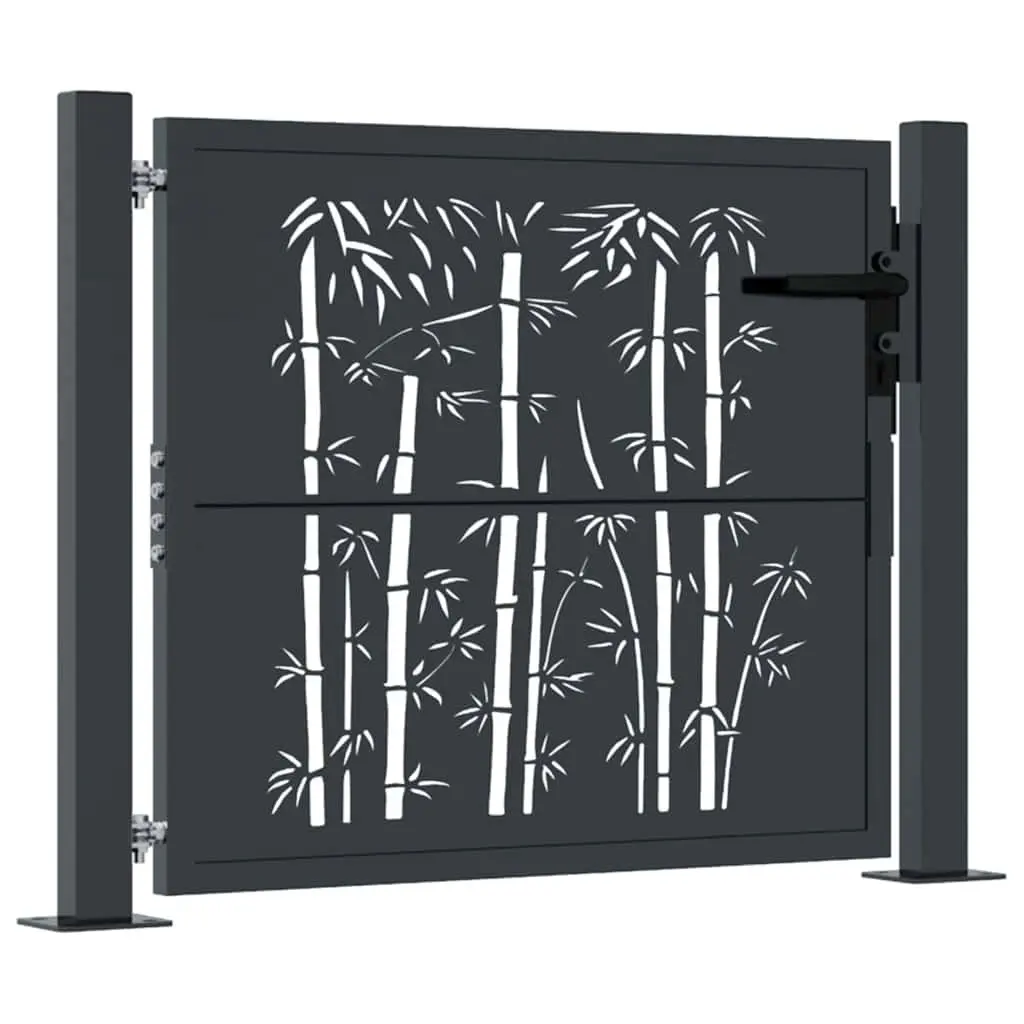 Garden Gate Anthracite 100x100 cm Steel Laser Cut Design Lockable Outdoor