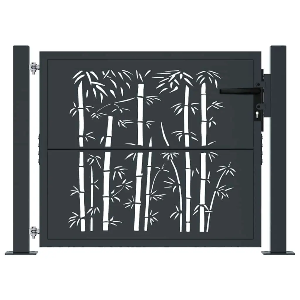 Garden Gate Anthracite 100x100 cm Steel Laser Cut Design Lockable Outdoor