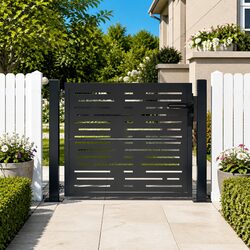 Durable 100x75 cm Anthracite Steel Garden Gate with Design