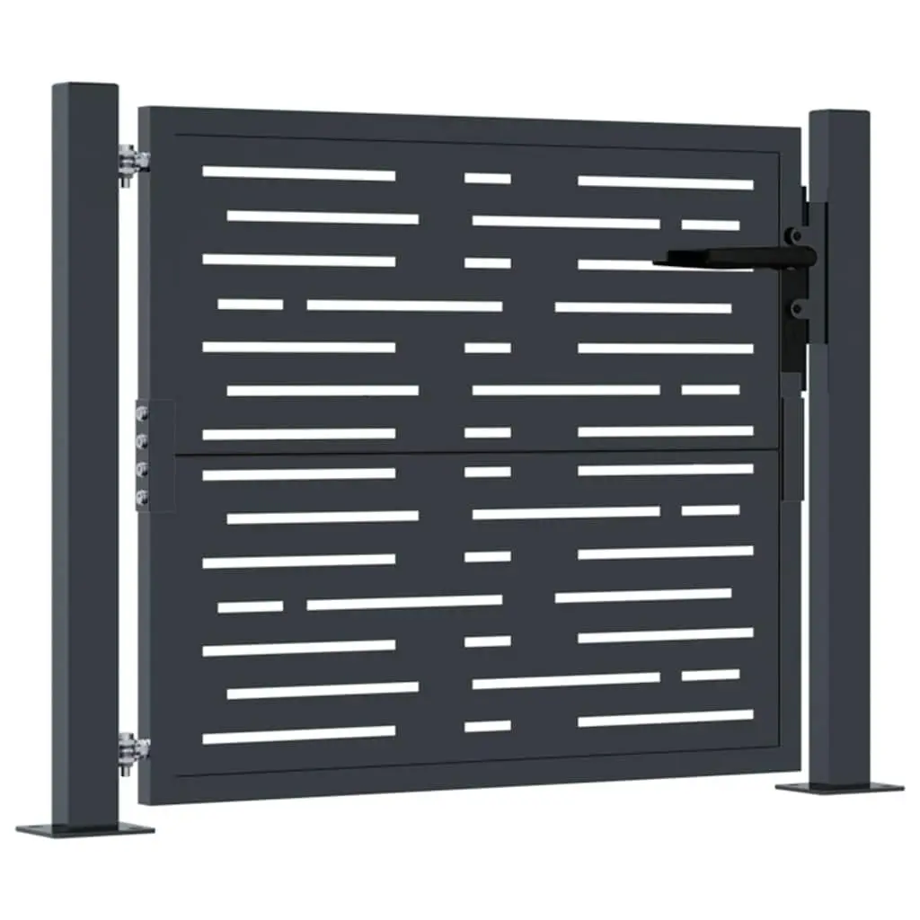 Garden Gate 100x75 cm Anthracite Steel Square Laser-Cut Design Outdoor Patio