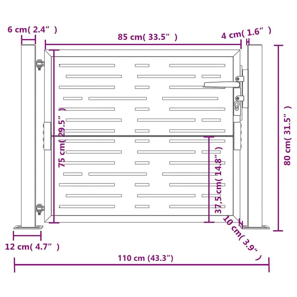 Garden Gate 100x75 cm Anthracite Steel Square Laser-Cut Design Outdoor Patio
