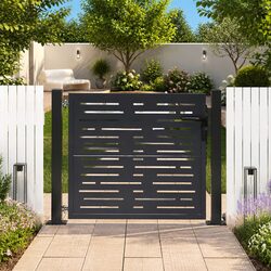 Steel Square Garden Gate with Laser-Cut Design