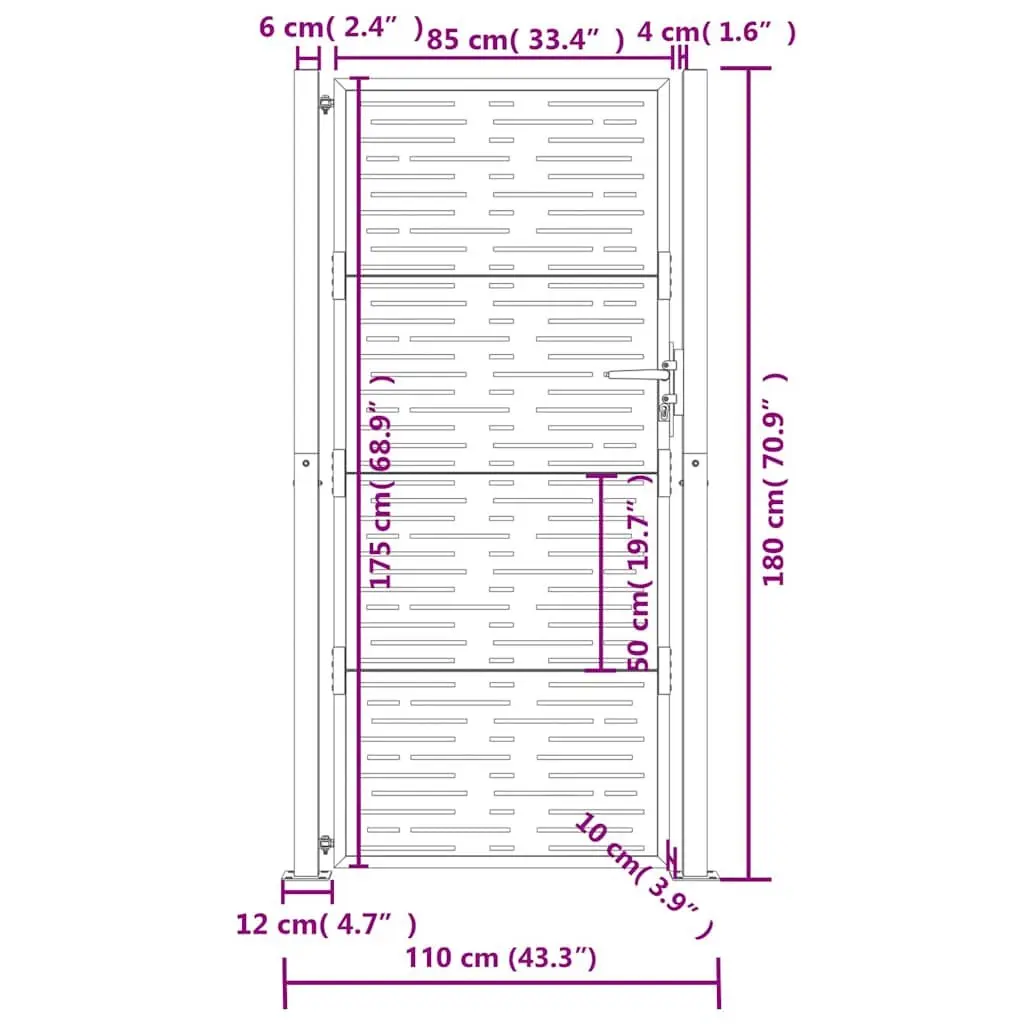 Garden Gate Anthracite Steel Square Design Outdoor Fence Entry 100x175cm
