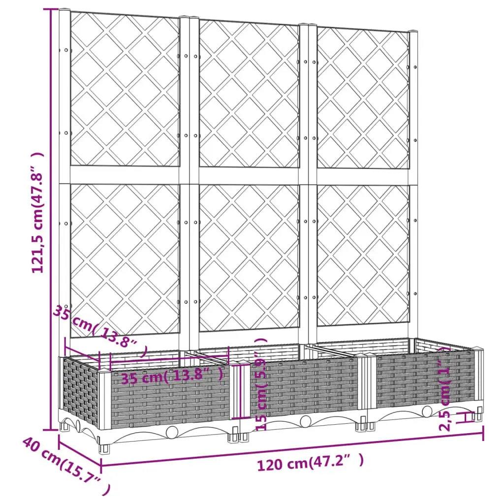 Grey Garden Planter with Trellis for Climbing Plants