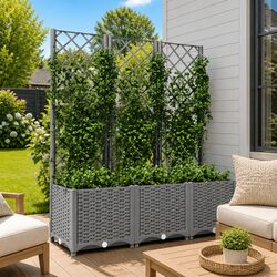 Durable Grey Garden Planter with Trellis 120x40x136cm