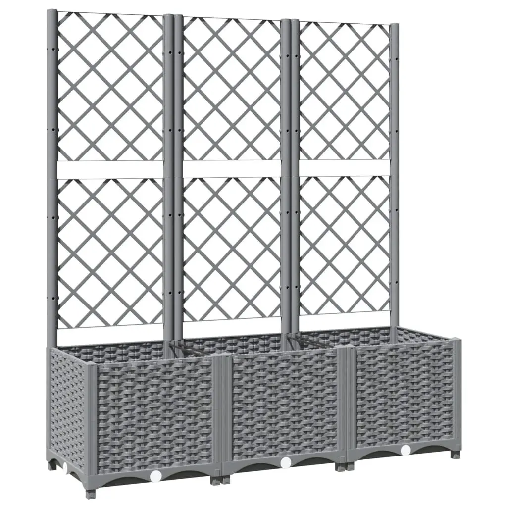 Grey Garden Planter with Trellis 120x40x136cm