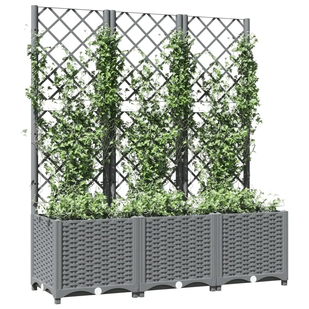 Grey Garden Planter with Trellis 120x40x136cm