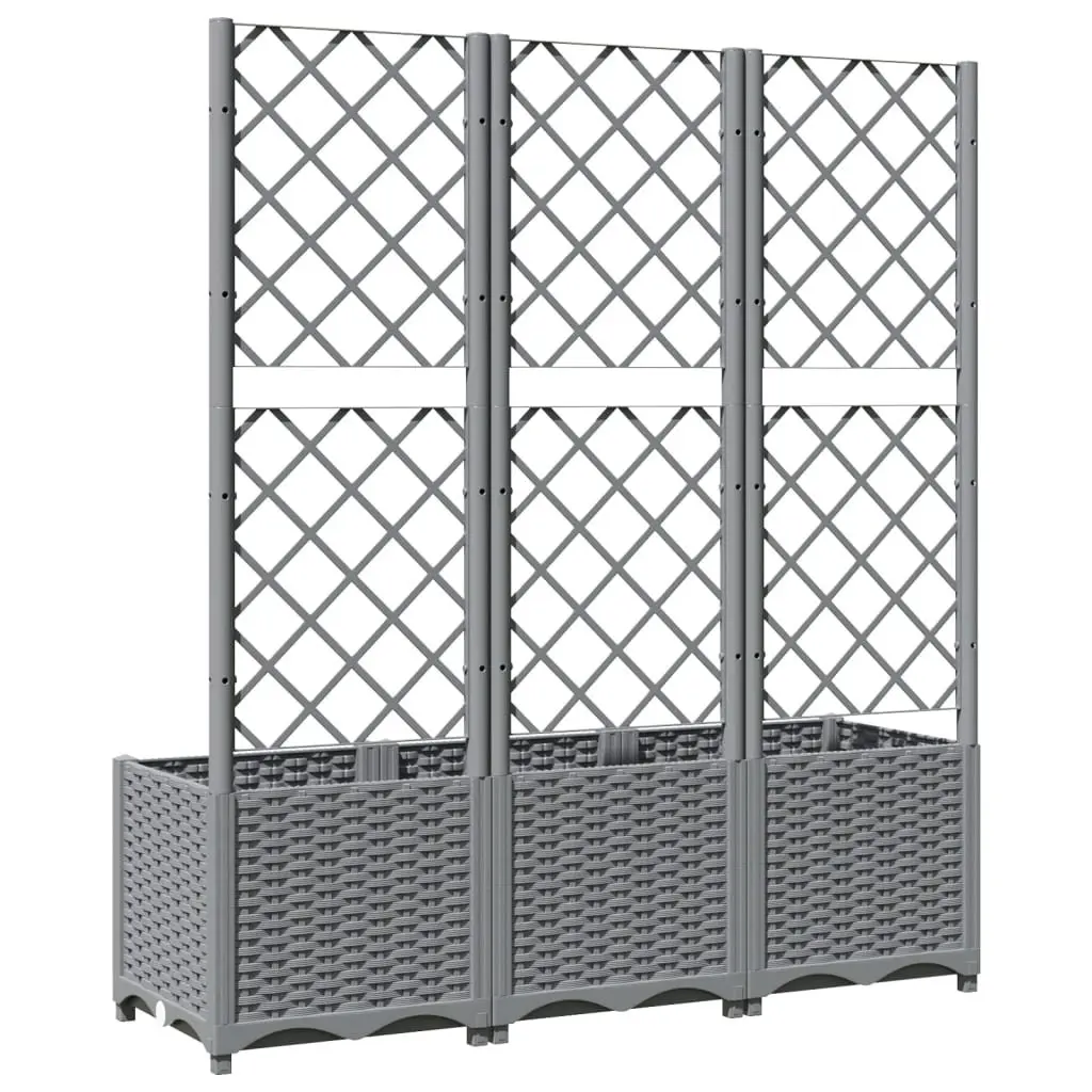 Grey Garden Planter with Trellis 120x40x136cm