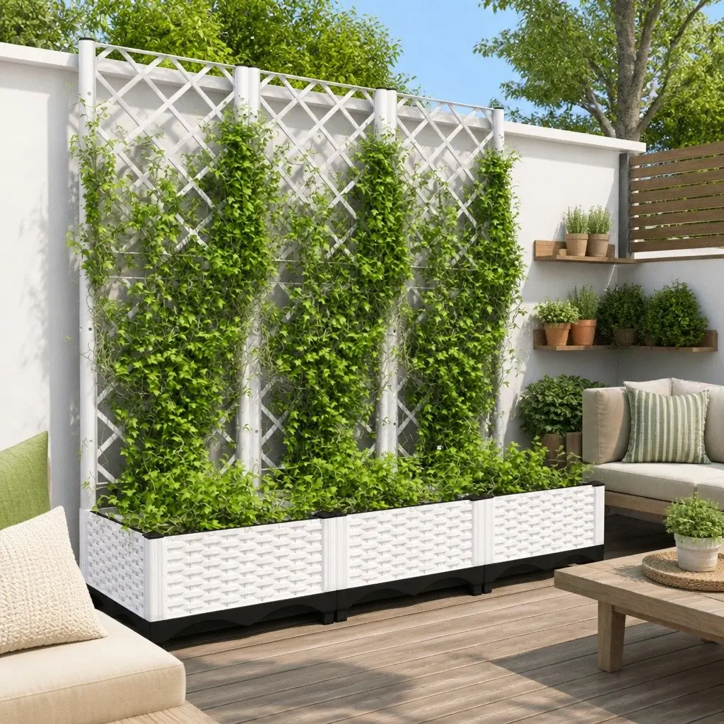 Garden Planter Polypropylene 120 x 40 x 121.5 cm White