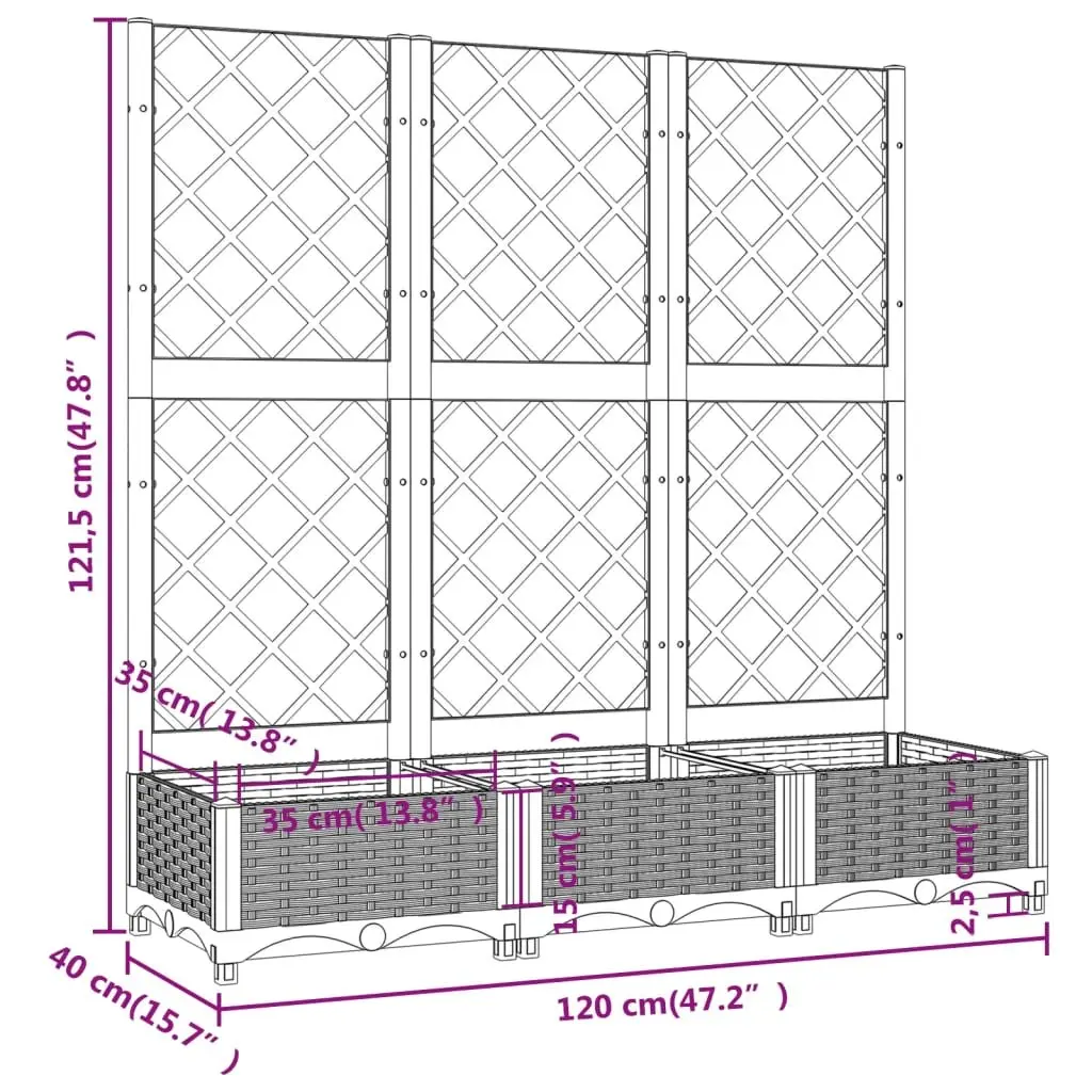 Garden Planter Polypropylene 120 x 40 x 121.5 cm White