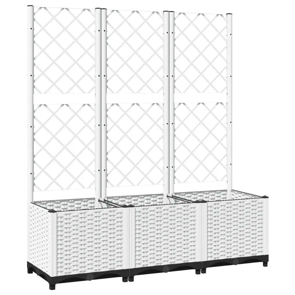 White Garden Planter with Trellis for Climbing Plants