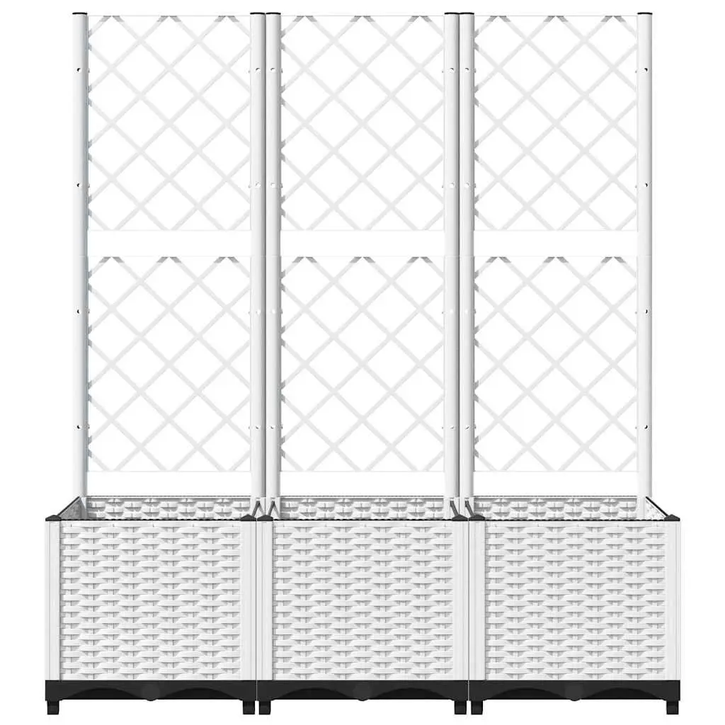 White Garden Planter with Trellis for Climbing Plants