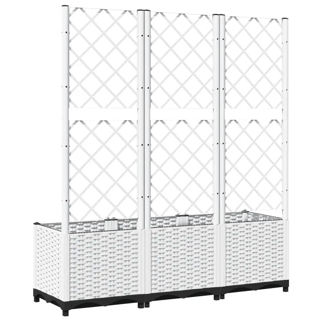 White Garden Planter with Trellis for Climbing Plants