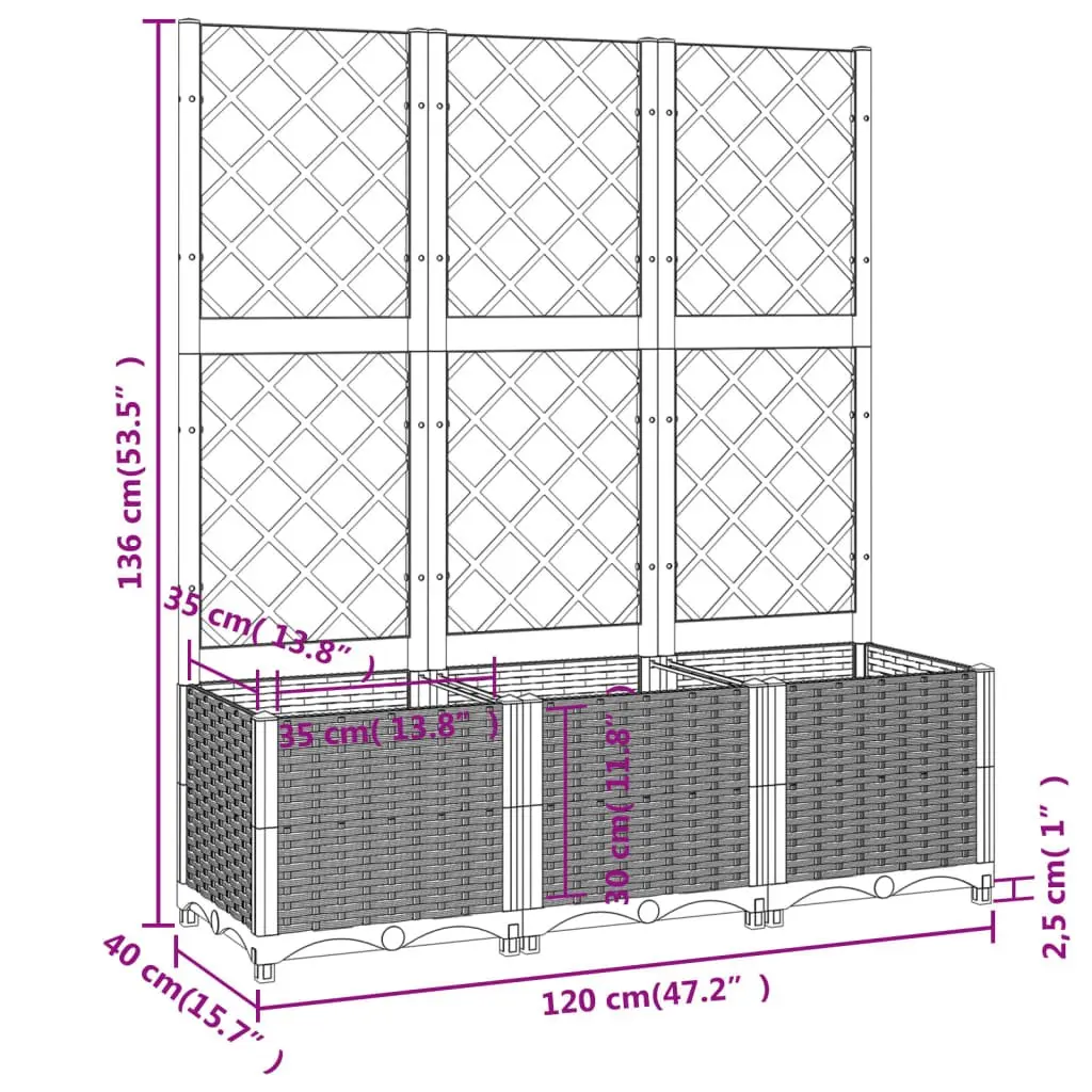 White Garden Planter with Trellis for Climbing Plants