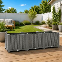 Durable Raised Garden Bed 120x40x38cm Grey Planter Box