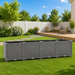 160x40x38cm Grey Polypropylene Raised Garden Bed