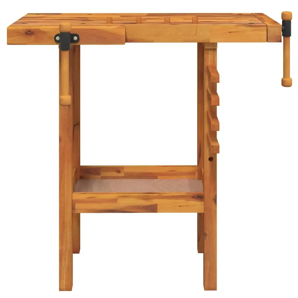 Solid Wood Workbench with Vices for Garage