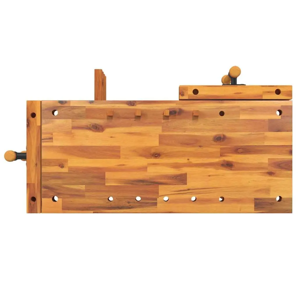 Solid Wood Workbench with Vices for Garage