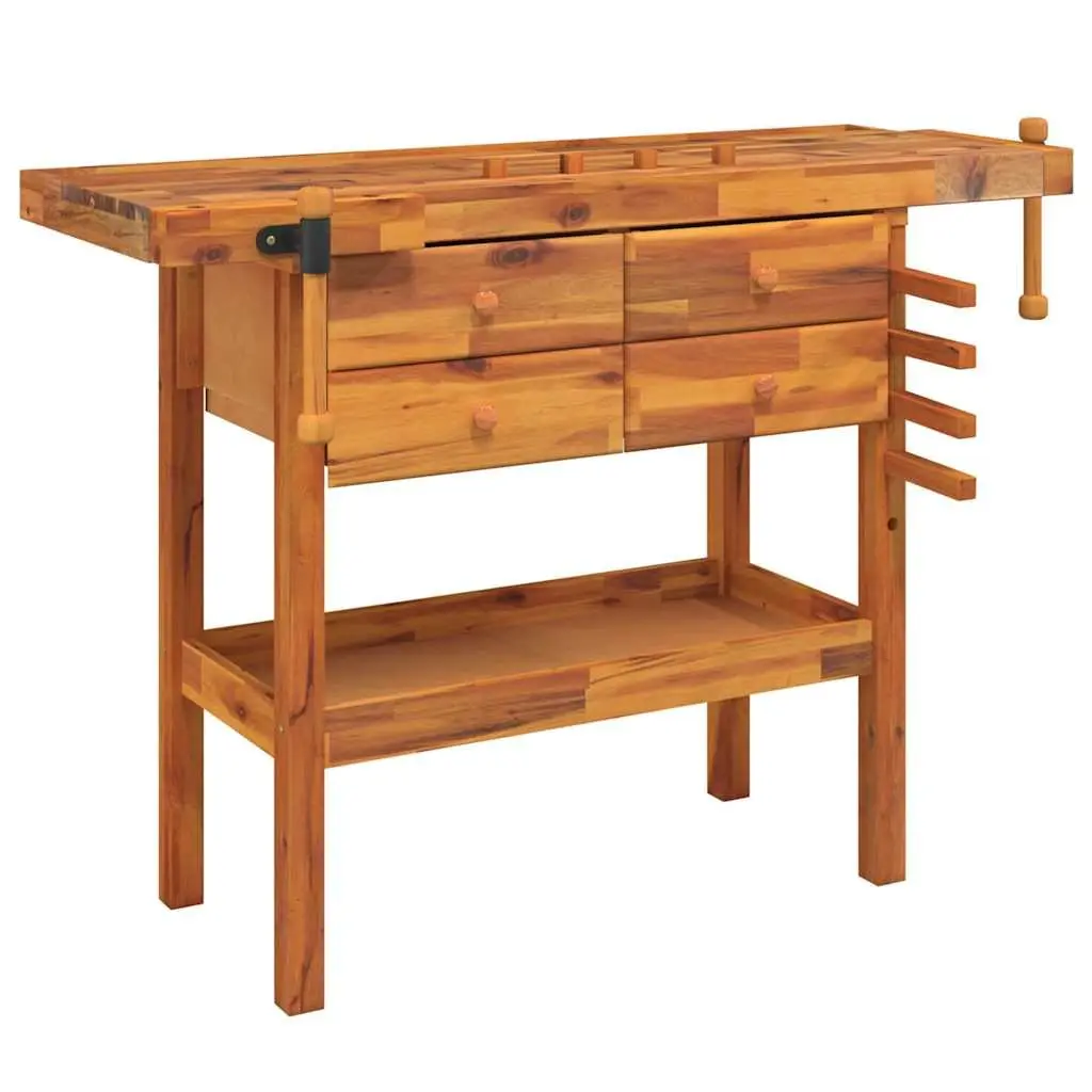 Workbench Solid Acacia Wood 124x52x83cm Brown