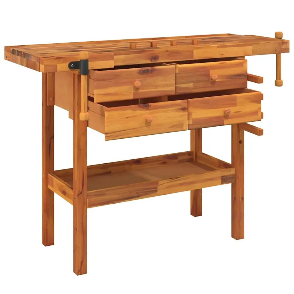 Workbench Solid Acacia Wood 124x52x83cm Brown