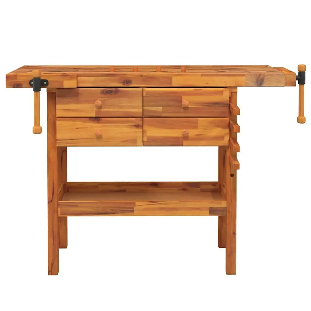 Workbench Solid Acacia Wood 124x52x83cm Brown