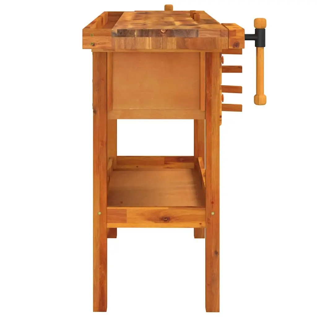 Workbench Solid Acacia Wood 124x52x83cm Brown