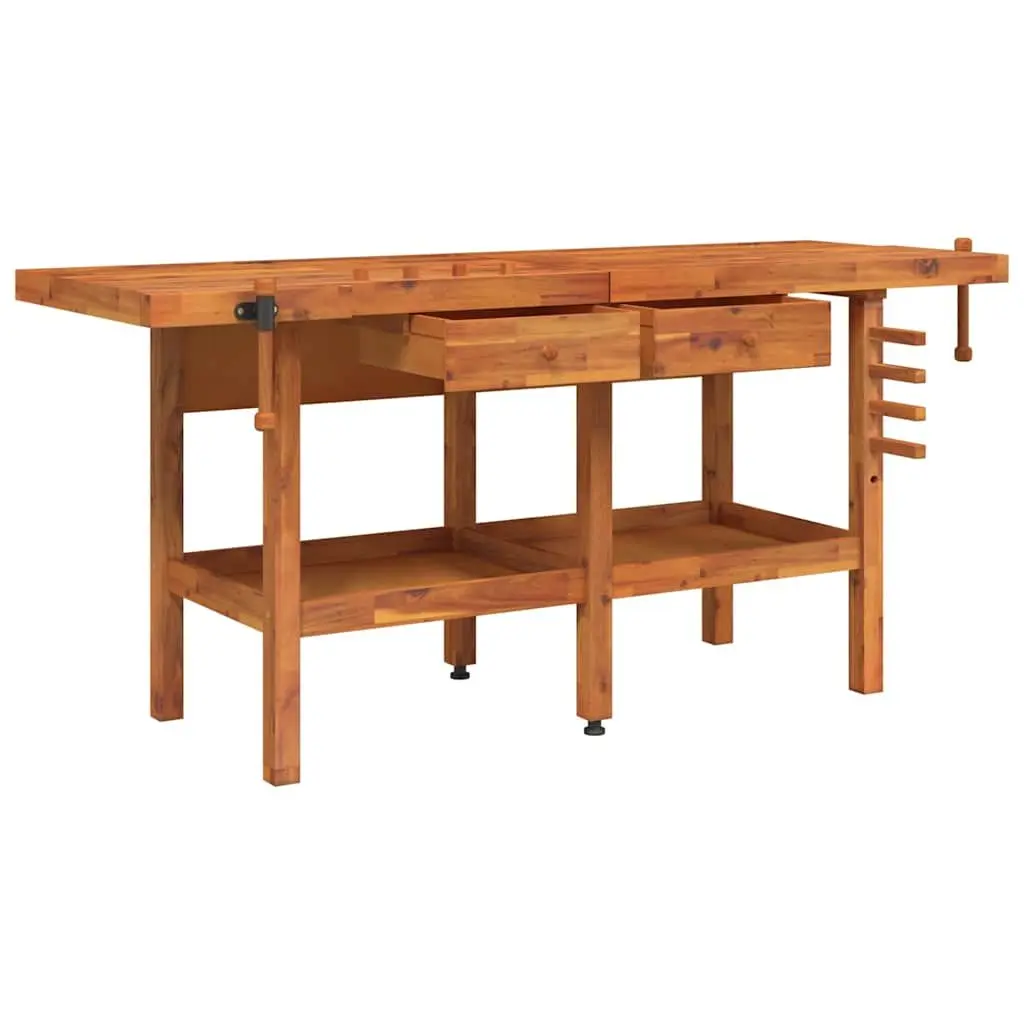 Solid Wood Workbench with Storage and Vices