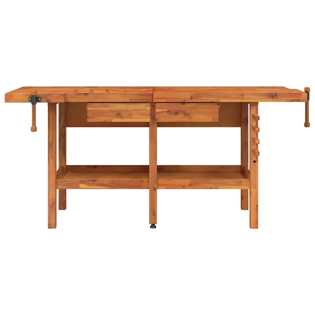 Solid Wood Workbench with Storage and Vices