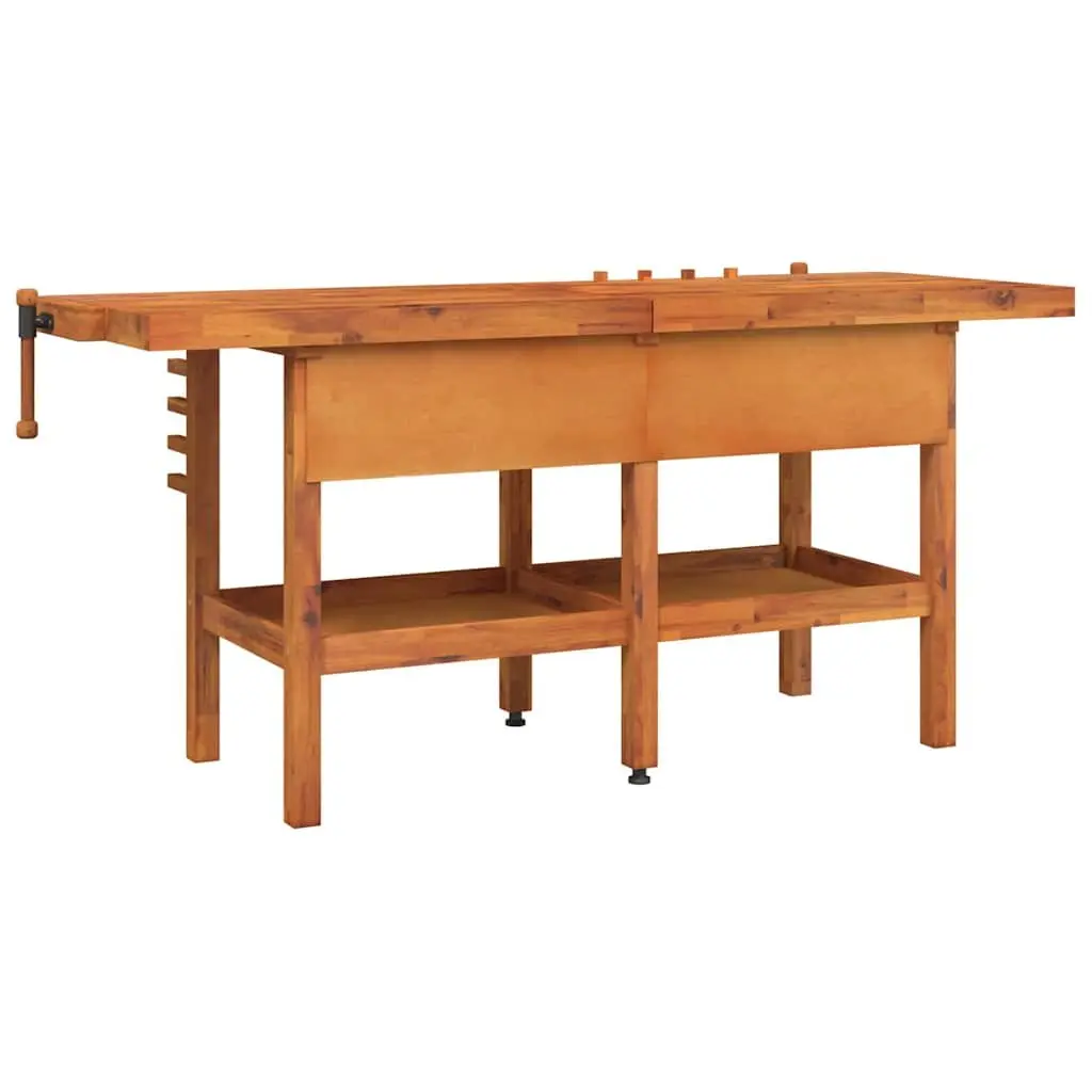 Solid Wood Workbench with Storage and Vices