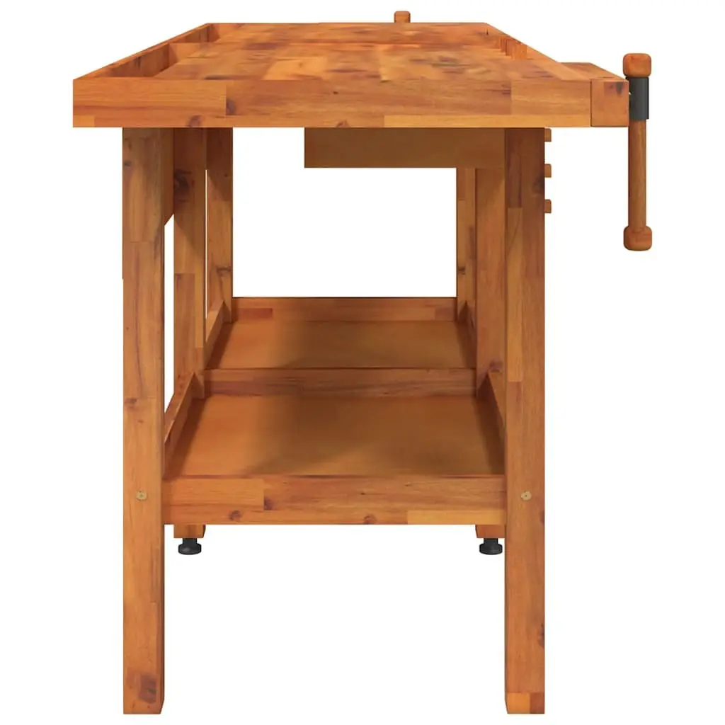 Solid Wood Workbench with Storage and Vices