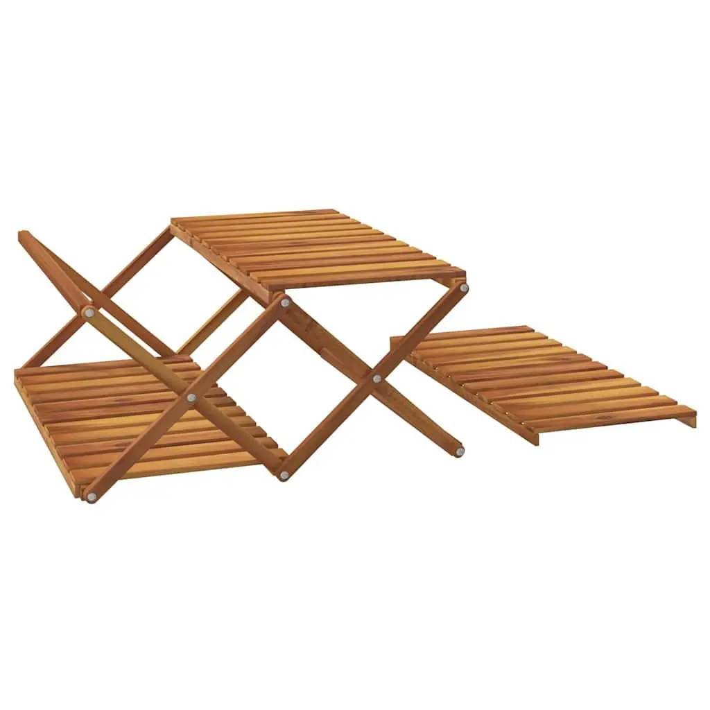 3-Tier Folding Shelf Solid Acacia Wood Brown 70x31x63 cm