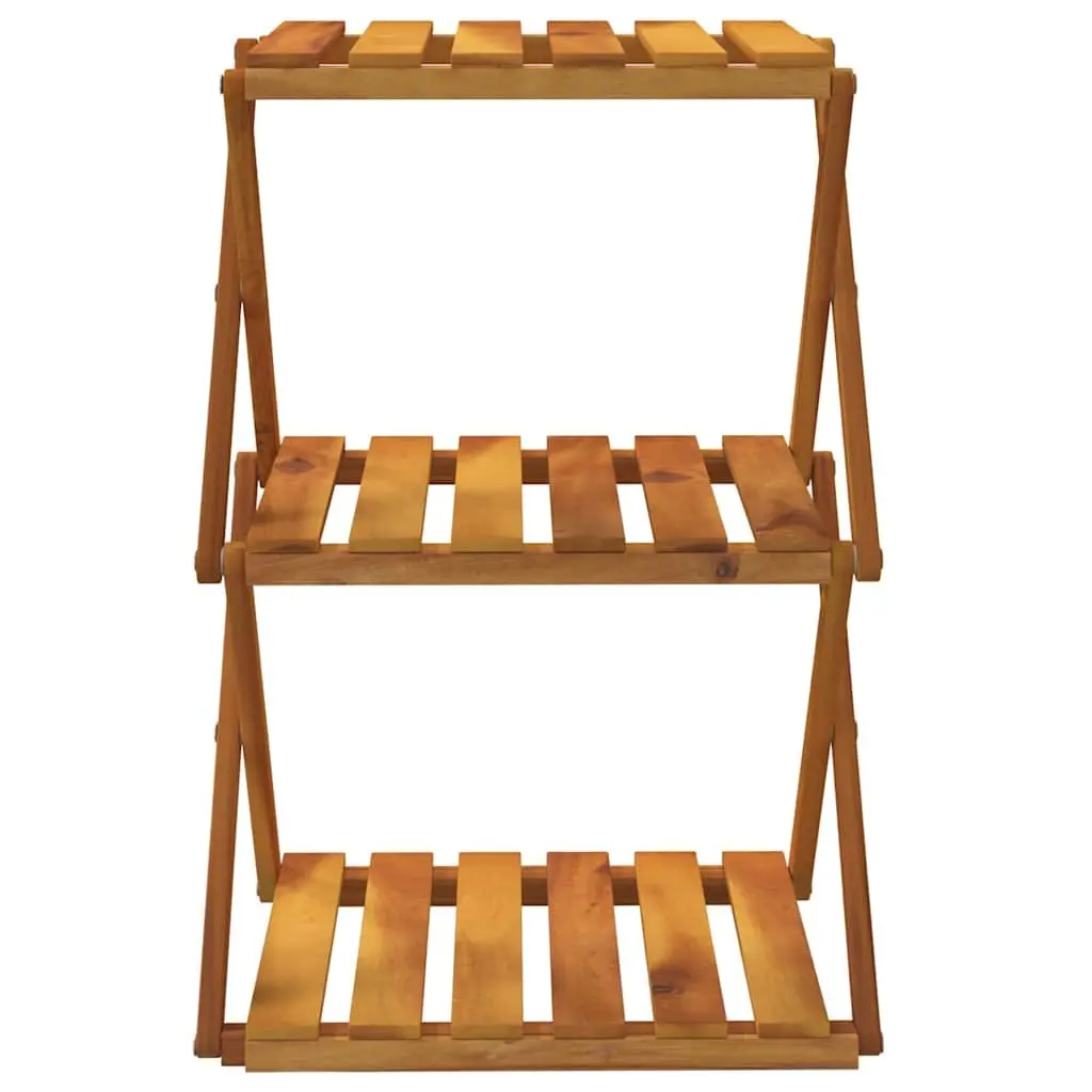 3-Tier Folding Shelf Brown Wood Standing Storage Bookcase Display Rack Unit
