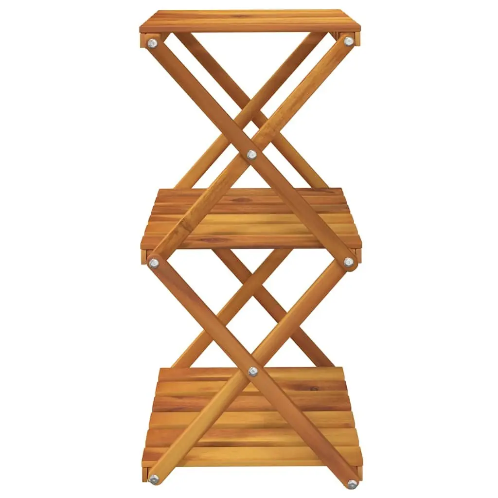 3-Tier Folding Shelf Brown Wood Standing Storage Bookcase Display Rack Unit