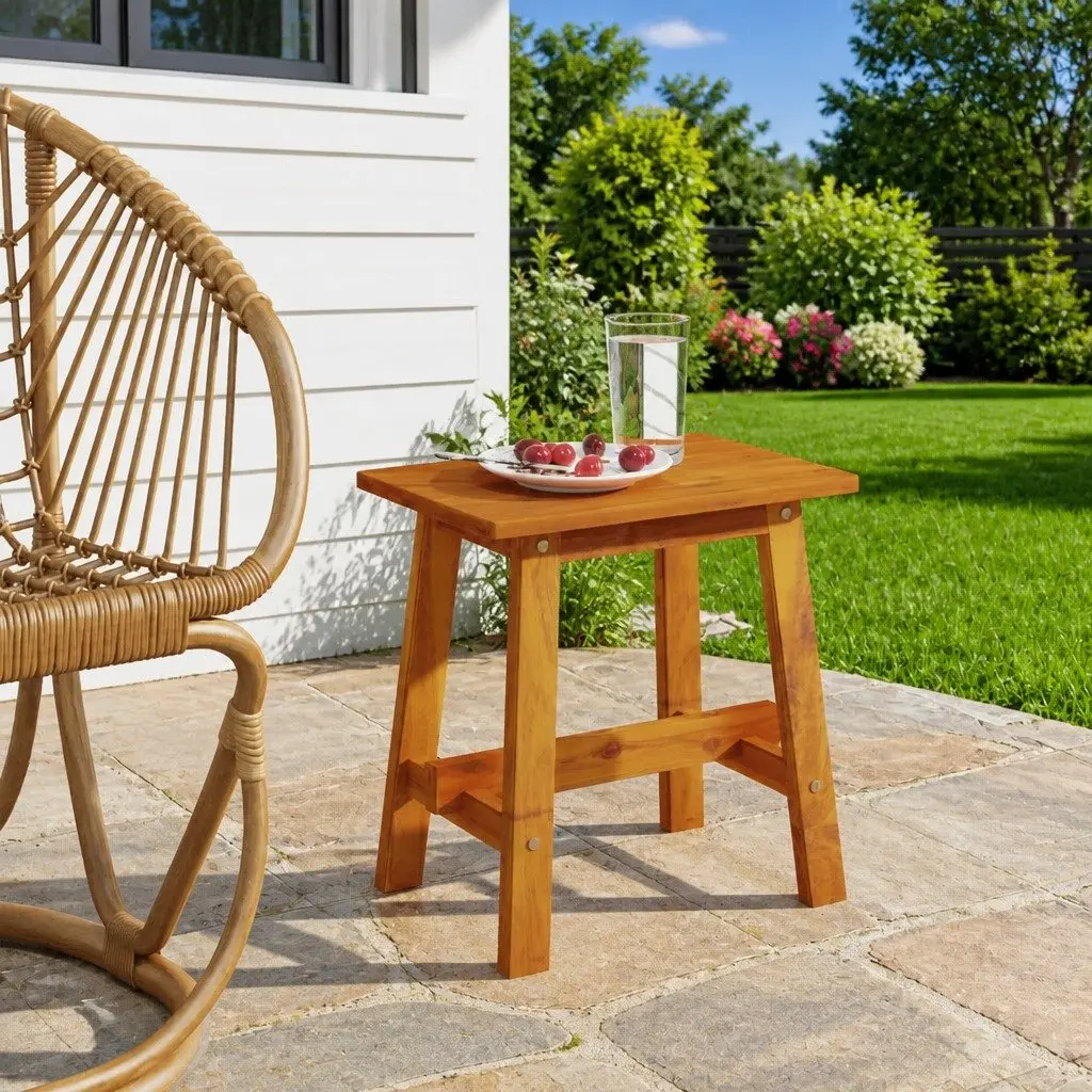 Solid Acacia Wood Stool for Indoor and Outdoor Use