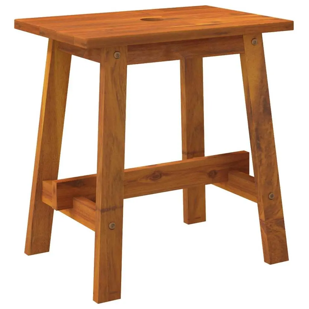 Wood Stool Solid Acacia 45x29x45cm Brown Rectangular Indoor Outdoor Furniture